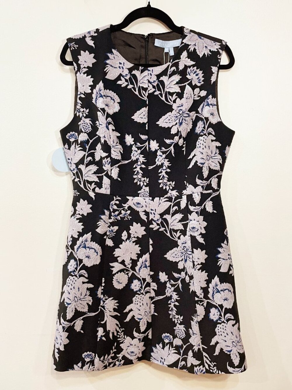 New Hill House Joelle Metallic Floral Jacquard Mini Dress Black Purple L $328 - Picture 3 of 7